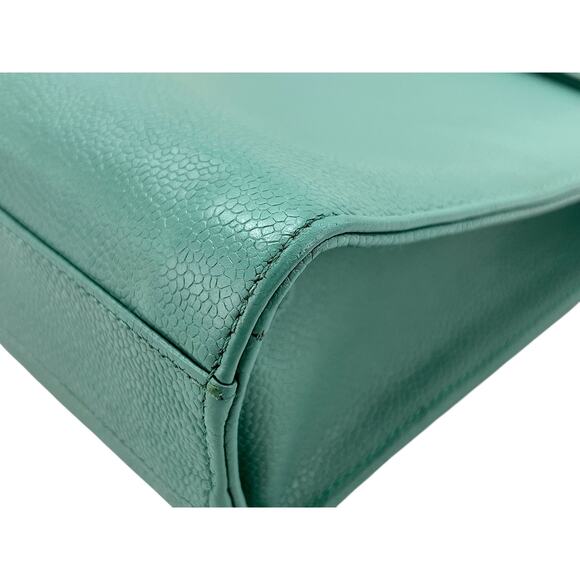 Chanel Seafoam Caviar Kelly Bag CC Briefcase Green Classic Flap Tote Vintage 24K - Picture 10 of 16